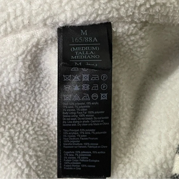 AllSaints Luella Check Jacket Black White Buffalo Plaid Medium Sherpa Lined - Picture 9 of 12